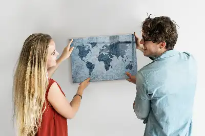 Lavagna magnetica per disegnare mappa del mondo dipinta