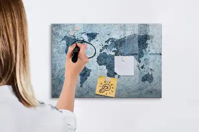 Lavagna magnetica per disegnare mappa del mondo dipinta