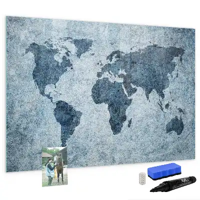 Lavagna magnetica per disegnare mappa del mondo dipinta