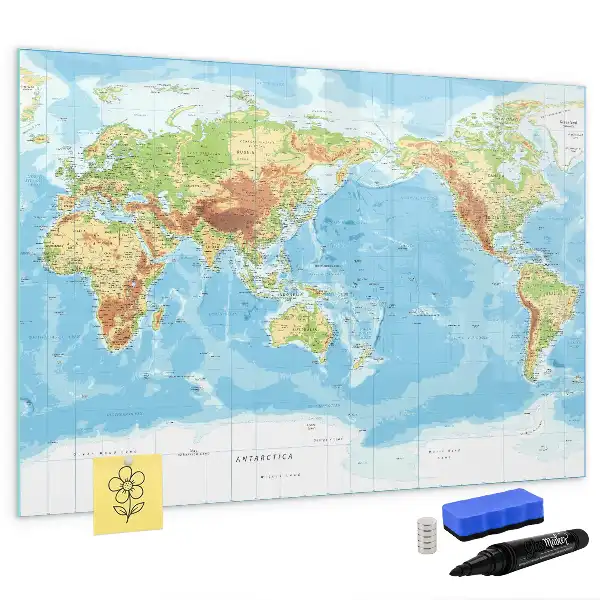 Lavagna magnetica mappa fisica del mondo per scrivere
