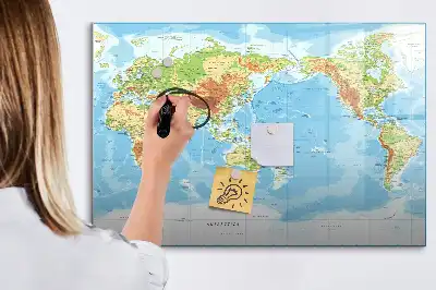 Lavagna magnetica mappa fisica del mondo per scrivere