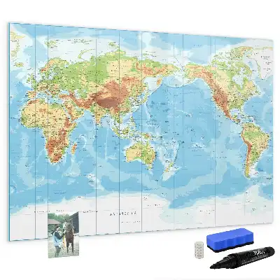 Lavagna magnetica mappa fisica del mondo per scrivere