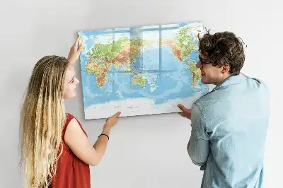 Lavagna magnetica mappa fisica del mondo per scrivere