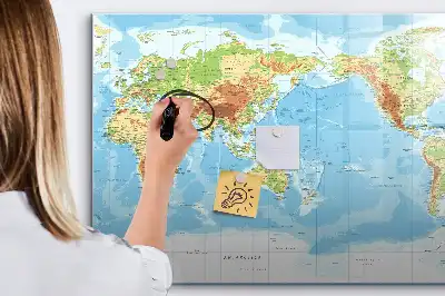 Lavagna magnetica mappa fisica del mondo per scrivere