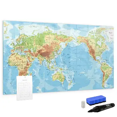 Lavagna magnetica mappa fisica del mondo per scrivere