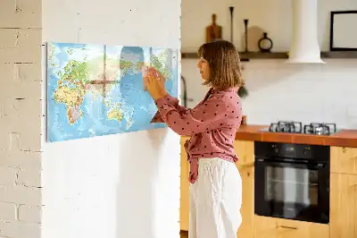 Lavagna magnetica mappa fisica del mondo per scrivere