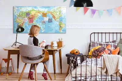 Lavagna magnetica mappa fisica del mondo per scrivere
