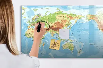 Lavagna magnetica mappa fisica del mondo per scrivere