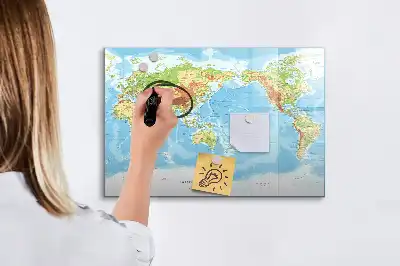 Lavagna magnetica mappa fisica del mondo per scrivere