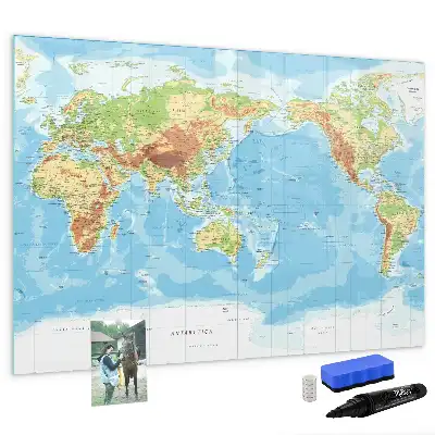 Lavagna magnetica mappa fisica del mondo per scrivere