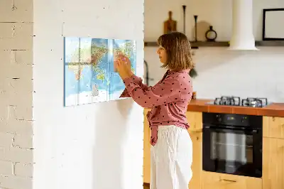 Lavagna magnetica mappa fisica del mondo per scrivere