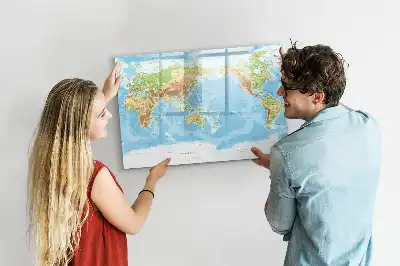 Lavagna magnetica mappa fisica del mondo per scrivere