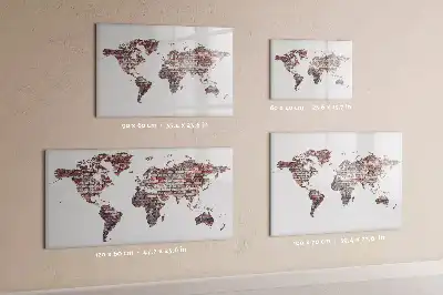 Lavagna magnetica per scrivere motivo mappa del mondo su mattoni