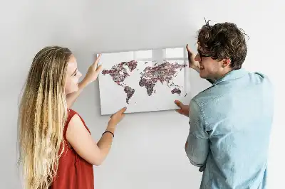 Lavagna magnetica per scrivere motivo mappa del mondo su mattoni