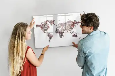 Lavagna magnetica per scrivere motivo mappa del mondo su mattoni