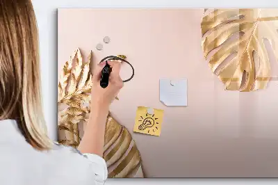 Lavagna magnetica con motivo foglie tropicali dorate