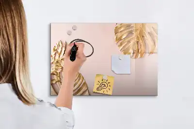 Lavagna magnetica con motivo foglie tropicali dorate