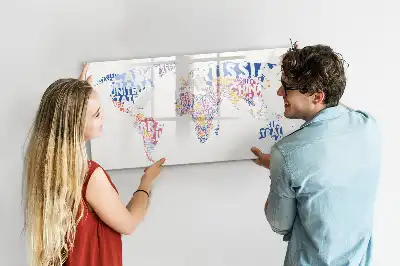Lavagna magnetica per disegnare con mappa del mondo raffigurante i paesi