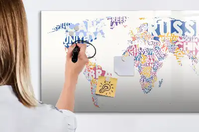 Lavagna magnetica per disegnare con mappa del mondo raffigurante i paesi