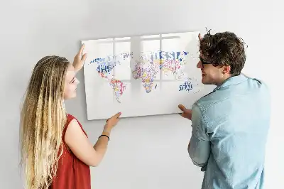 Lavagna magnetica per disegnare con mappa del mondo raffigurante i paesi