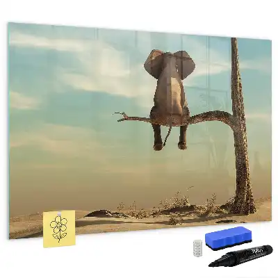 Lavagna magnetica per scrivere decorazione con elefante sull'albero