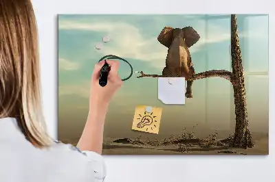 Lavagna magnetica per scrivere decorazione con elefante sull'albero