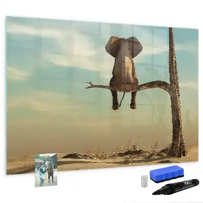 Lavagna magnetica per scrivere decorazione con elefante sull'albero
