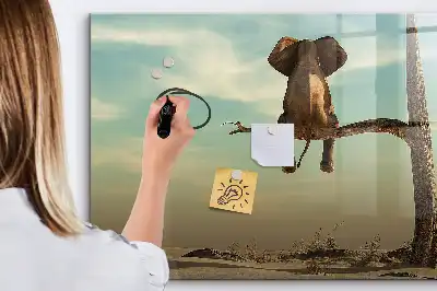 Lavagna magnetica per scrivere decorazione con elefante sull'albero