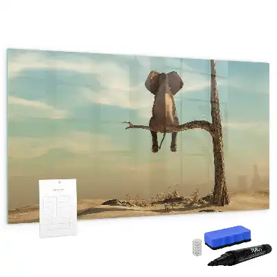 Lavagna magnetica per scrivere decorazione con elefante sull'albero