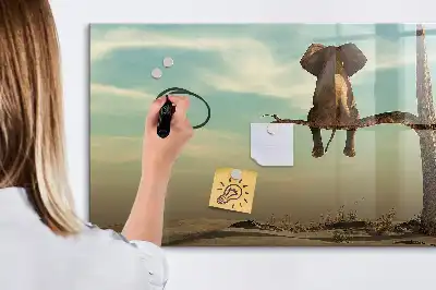 Lavagna magnetica per scrivere decorazione con elefante sull'albero