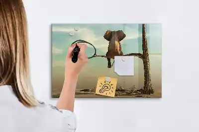 Lavagna magnetica per scrivere decorazione con elefante sull'albero