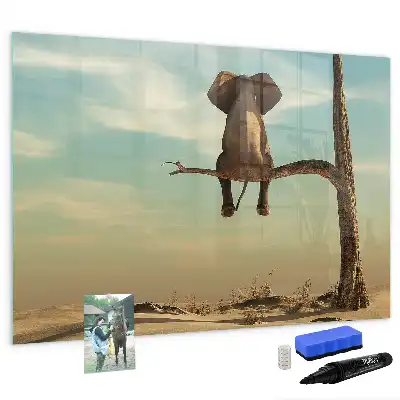 Lavagna magnetica per scrivere decorazione con elefante sull'albero