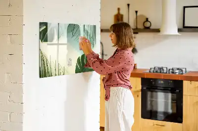 Lavagna magnetica per disegnare motivo foglie di monstera