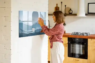 Lavagna magnetica per disegnare motivo paesaggio montano