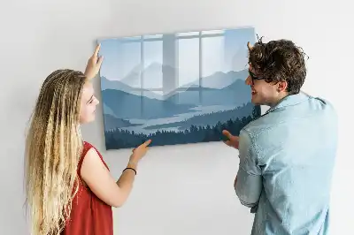 Lavagna magnetica per disegnare motivo paesaggio montano