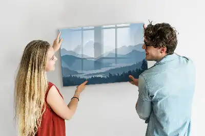 Lavagna magnetica per disegnare motivo paesaggio montano