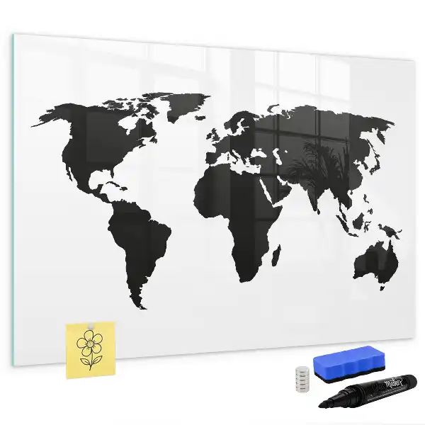 Lavagna magnetica per scrivere mappa del mondo nera
