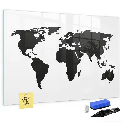 Lavagna magnetica per scrivere mappa del mondo nera