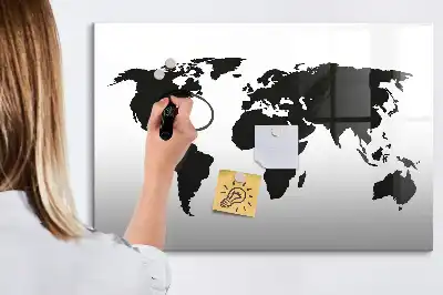 Lavagna magnetica per scrivere mappa del mondo nera