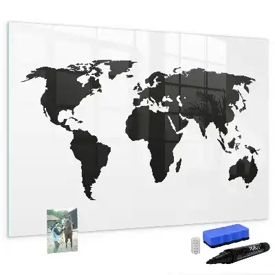 Lavagna magnetica per scrivere mappa del mondo nera