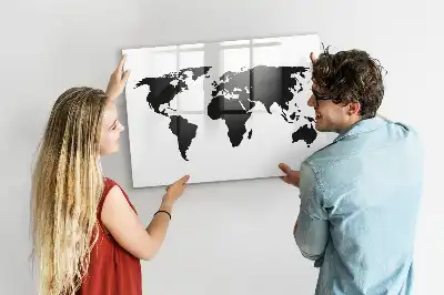 Lavagna magnetica per scrivere mappa del mondo nera
