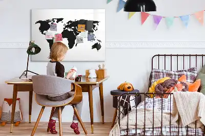 Lavagna magnetica per scrivere mappa del mondo nera