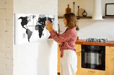 Lavagna magnetica per scrivere mappa del mondo nera