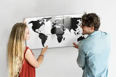Lavagna magnetica per scrivere mappa del mondo nera