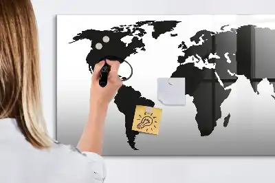 Lavagna magnetica per scrivere mappa del mondo nera