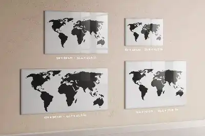 Lavagna magnetica per scrivere mappa del mondo nera