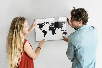 Lavagna magnetica per scrivere mappa del mondo nera