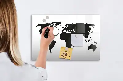 Lavagna magnetica per scrivere mappa del mondo nera
