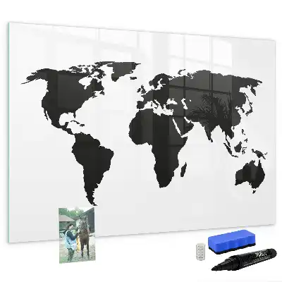 Lavagna magnetica per scrivere mappa del mondo nera