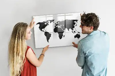 Lavagna magnetica per scrivere mappa del mondo nera